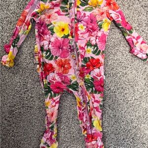 Posh Peanut Floral Footie - Pink and Yellow